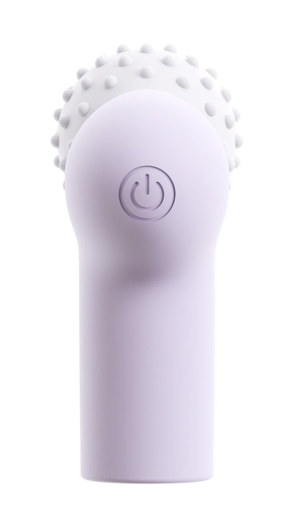beau cœur RIONEX Mini Massager in Lila – frontale Produktansicht mit rundem Massagekopf und deutlich sichtbarer Noppenstruktur