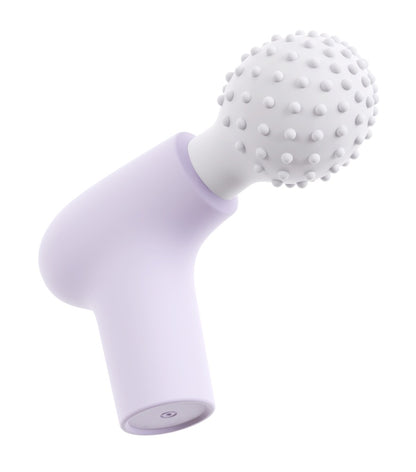 beau cœur RIONEX Mini Massager in Lila – große Produktansicht mit abgewinkeltem Griff und rundem Massagekopf mit feinen Noppen
