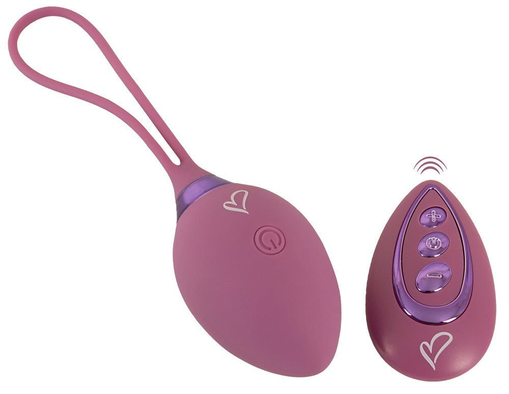 beau coeur ROVANA RC Love Ball in Lila in Hauptansicht mit Vibro-Liebeskugel, Rückholschlaufe und separater Fernbedienung
