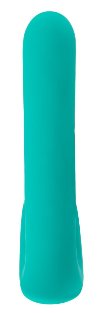 beau cœur SYLORA Rabbit Vibrator in Türkis – Rückansicht mit schlankem, leicht geschwungenem Schaft