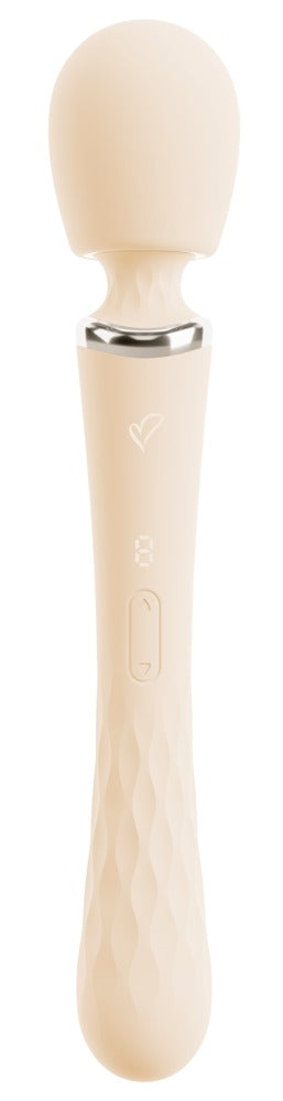 beau cœur TAVIRO Big Wand Massager in Creme – frontale Produktansicht mit großem rundem Massagekopf und langem Griff