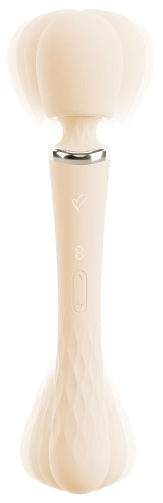 beau cœur TAVIRO Big Wand Massager in Creme – Seitenansicht mit großem Massagekopf und geschwungenem Griff