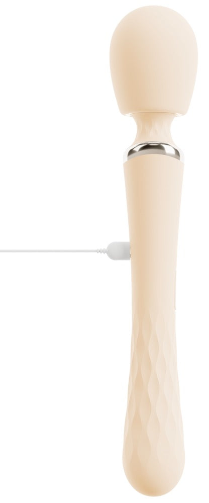 beau cœur TAVIRO Big Wand Massager in Creme – aufrechte Produktansicht mit rundem Massagekopf und strukturiertem Griff