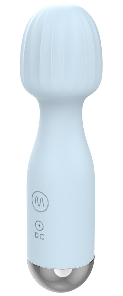 beau cœur VANYOR Mini Wand Massager in Hellblau – rückseitige Produktansicht mit abgerundetem Massagekopf