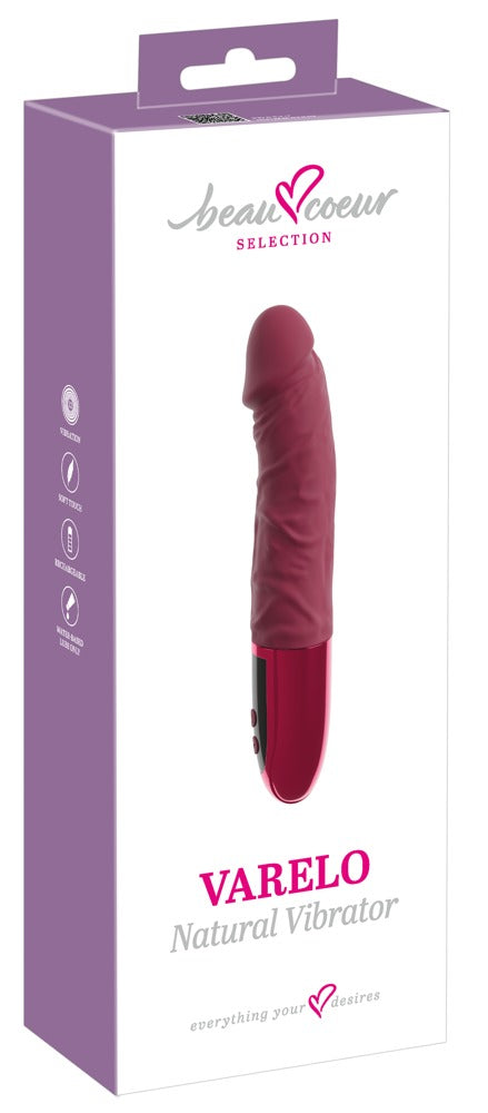 beau coeur VARELO realistischer Naturvibrator in Rot in der Originalverpackung