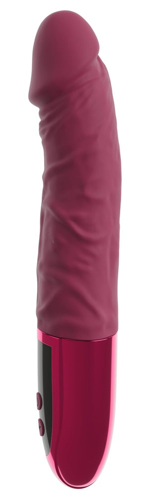 beau coeur VARELO realistischer Naturvibrator in Rot in Seitenansicht mit ausgeformter Eichel und anatomisch strukturierter Oberfläche