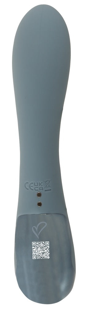 beau cœur VELINA Rabbit Vibrator in Dunkelgrau – rückseitige Produktansicht mit integriertem Bedienelement am Griff