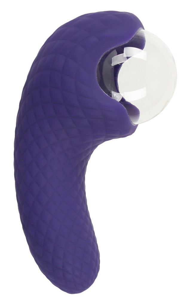 beau cœur ZANTO Plasma Vibrator in Dunkelviolett – Seitenansicht mit gebogener Form und hervorstehendem metallischem Stimulationskopf