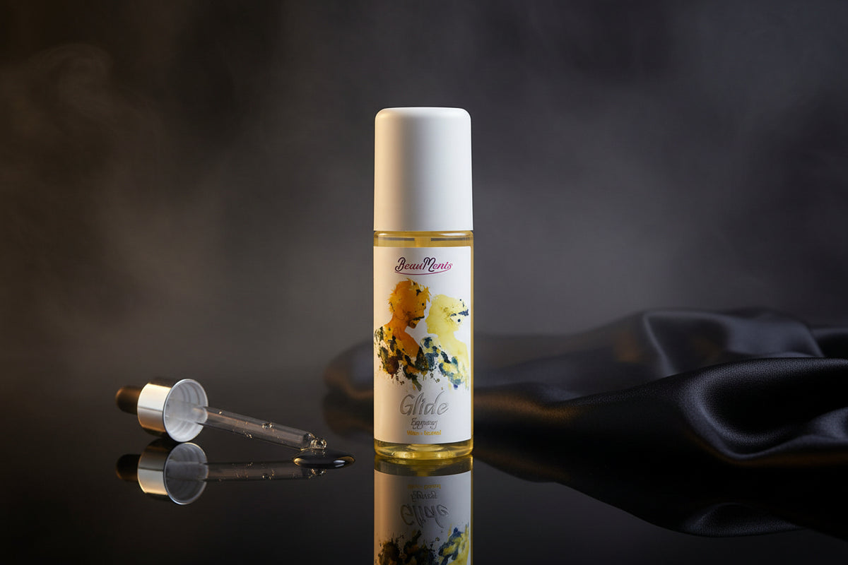 BeauMents Glide Eggnog Gleitgel mit Eierlikör-Aroma in einer modernen Verpackung