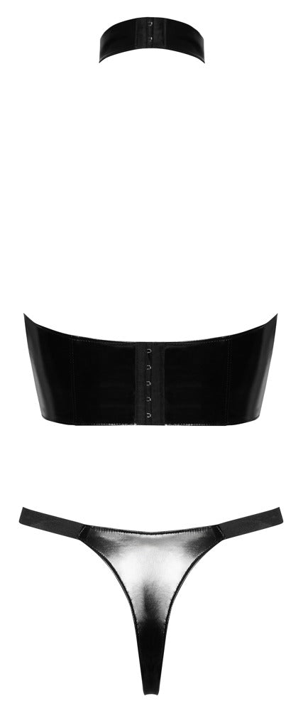 Schwarzes Black Level Lack-Set mit Ouvert-Top und Riostring in der Rückansicht