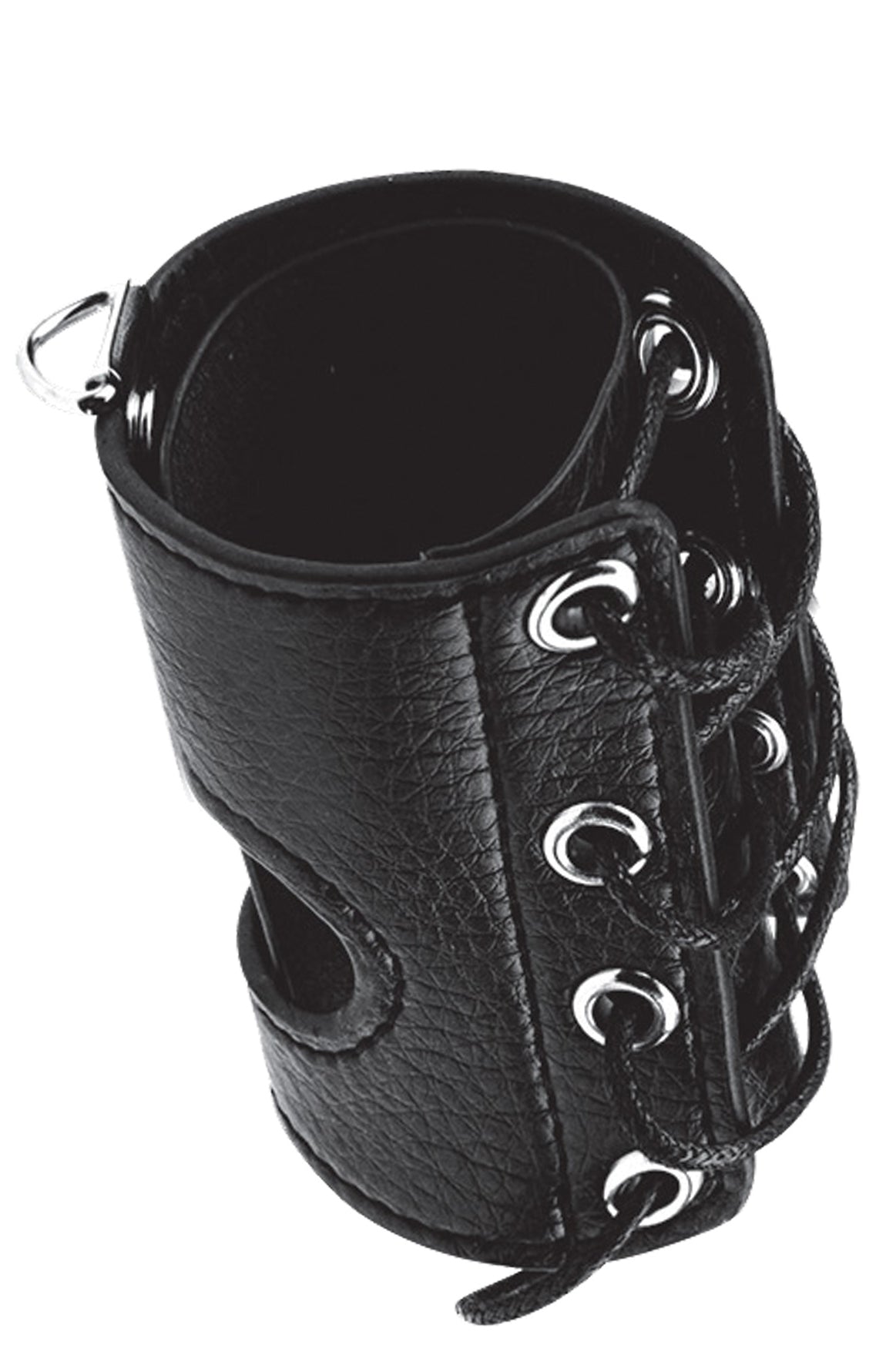 BLUE LINE Cock Sheath schwarzes Peniskorsett mit Schnürung, Metallösen und Leinenöse