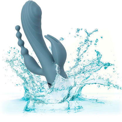 CALEXOTICS III Triple Ecstasy Dreifach-Stimulator in Blau mit Wasserdarstellung zur Reinigung