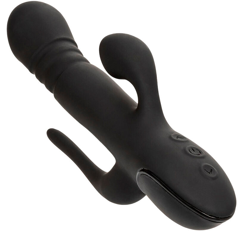 CALEXOTICS III Triple Euphoria Triple-Stimulator in Schwarz mit integrierten Bedienelementen in der Detailansicht