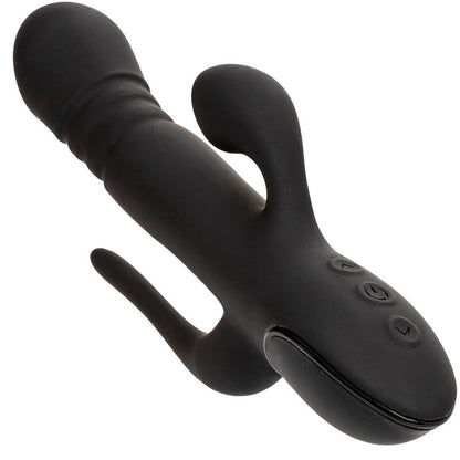 CALEXOTICS III Triple Euphoria Triple-Stimulator in Schwarz mit integrierten Bedienelementen in der Detailansicht