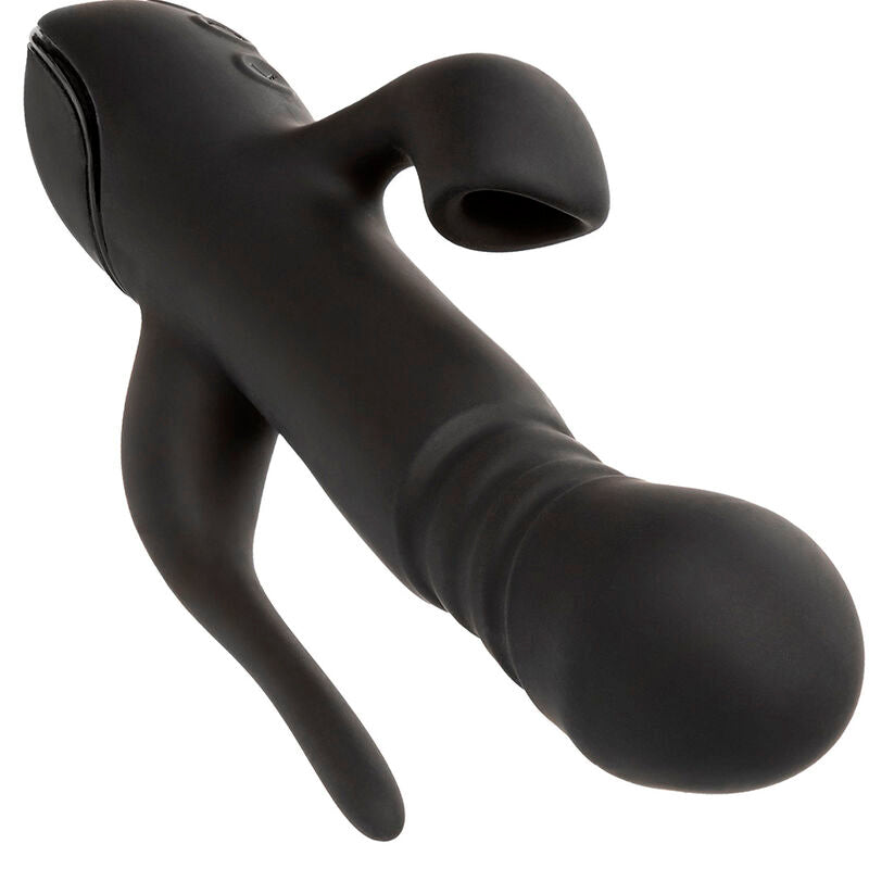 CALEXOTICS III Triple Euphoria Triple-Stimulator in Schwarz mit drei Stimulationsbereichen in schräger Perspektivansicht