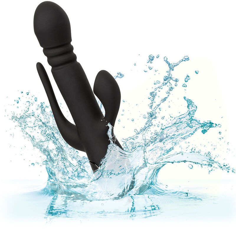 CALEXOTICS III Triple Euphoria Triple-Stimulator in Schwarz mit Wasserdarstellung zur Reinigung