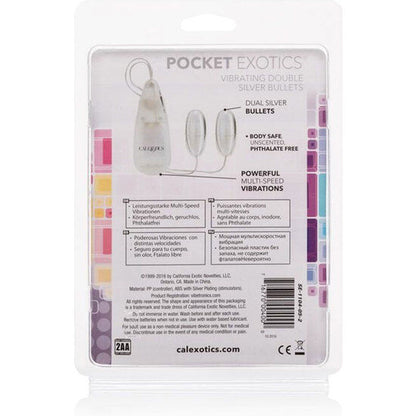 CALEXOTICS Pocket Exotics Double Silver Bullets Originalverpackung mit Produktinformationen auf der Rückseite
