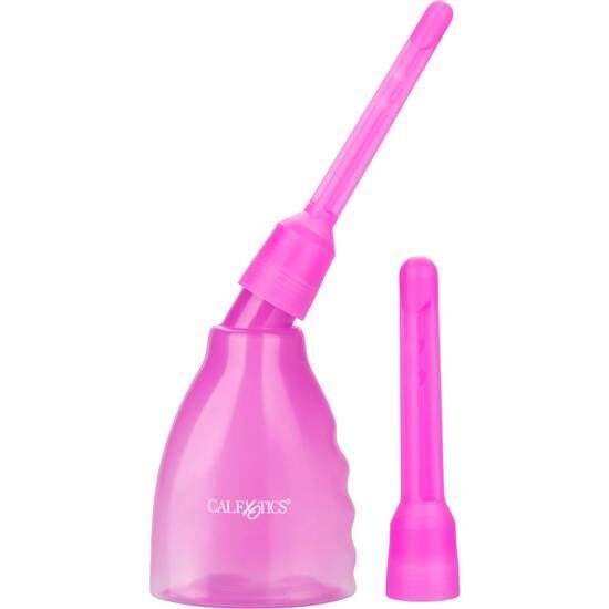CALEXOTICS Ultimate Douche Analdusche in Pink mit zwei austauschbaren Aufsätzen in der Gesamtansicht