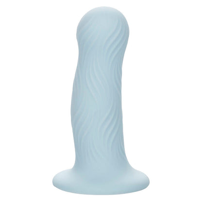 CalExotics Wave Rider Foam Analplug in Hellblau mit ausgeprägter Wellenstruktur in der Seitenansicht