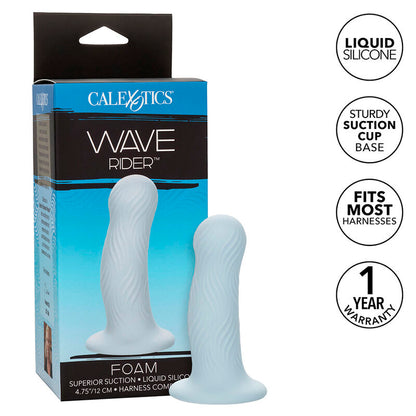 CalExotics Wave Rider Foam Analplug in Hellblau mit Wellenstruktur und Originalverpackung