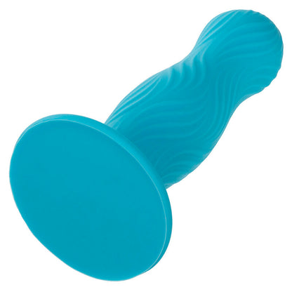 CalExotics Wave Rider Swell Analplug in Türkis mit breiter Sicherheitsbasis in der Detailansicht