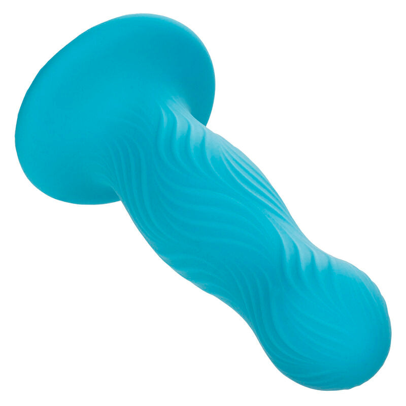 CalExotics Wave Rider Swell konturierter Analplug in Türkis in schräger Perspektivansicht