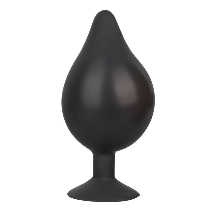 CalExotics XL aufblasbarer Silikon-Analplug in Schwarz mit breiter Sicherheitsbasis in der Gesamtansicht
