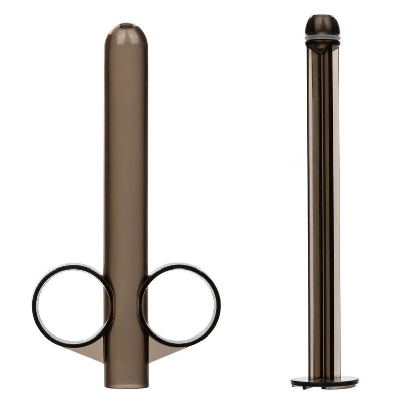 CalExotics XL Lube Tube Präzisions-Applikator mit Vorder- und Seitenansicht zum Größenvergleich