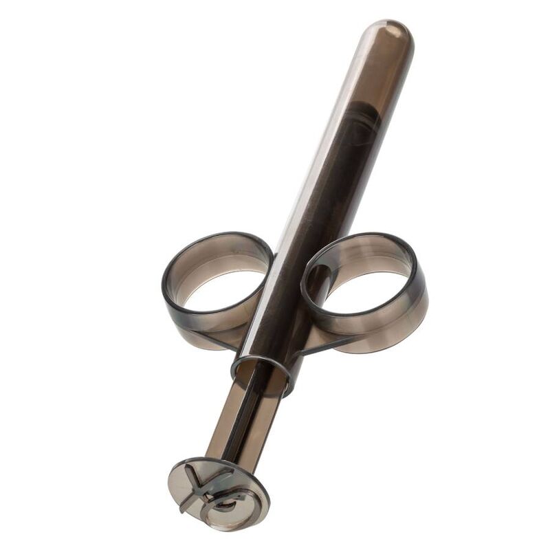 CalExotics XL Lube Tube Gleitgel-Applikator mit zwei Fingerringen in schräger Perspektivansicht