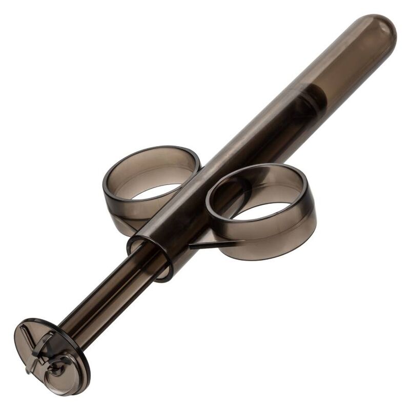 CalExotics XL Lube Tube Gleitgel-Applikator mit Fingerringen in der Seitenansicht