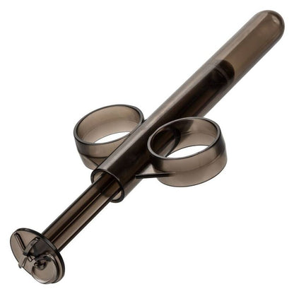 CalExotics XL Lube Tube Gleitgel-Applikator mit Fingerringen in der Seitenansicht