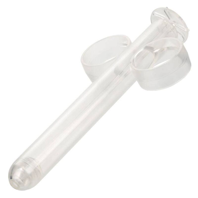 CalExotics XL Lube Tube transparenter Gleitgel-Applikator mit Fingerringen in der Detailansicht