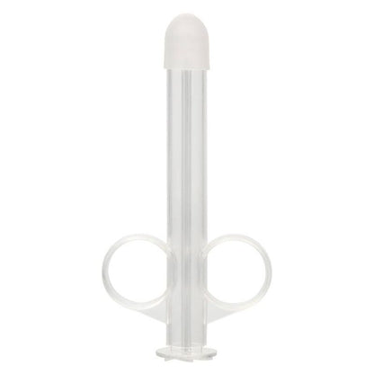 CalExotics XL Lube Tube präziser Gleitgel-Applikator in Transparent mit zwei Fingerringen in der Gesamtansicht