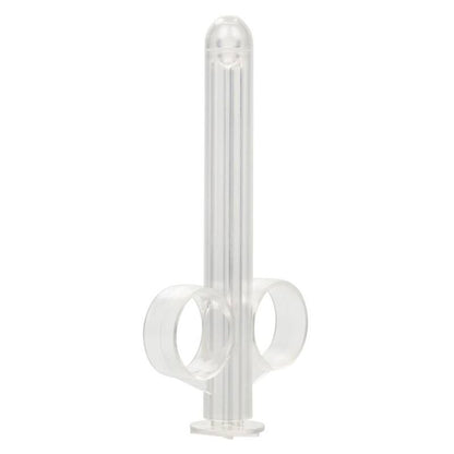 CalExotics XL Lube Tube transparenter Gleitgel-Applikator mit zwei Fingerringen in der Vorderansicht