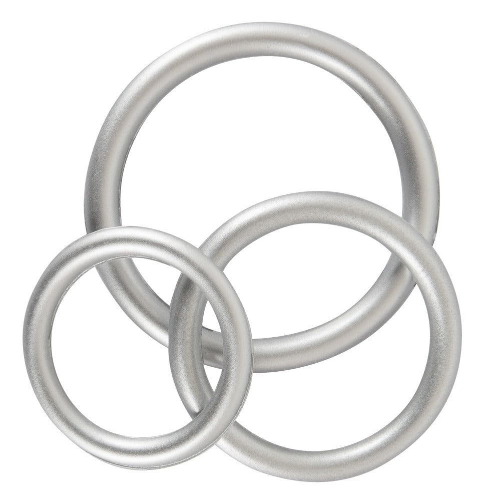 Penisring Set aus Silikon im Metall-Look mit unterschiedlichen Größen