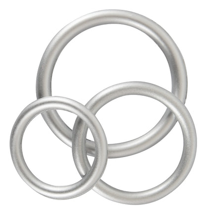 Penisring Set aus Silikon im Metall-Look mit unterschiedlichen Größen