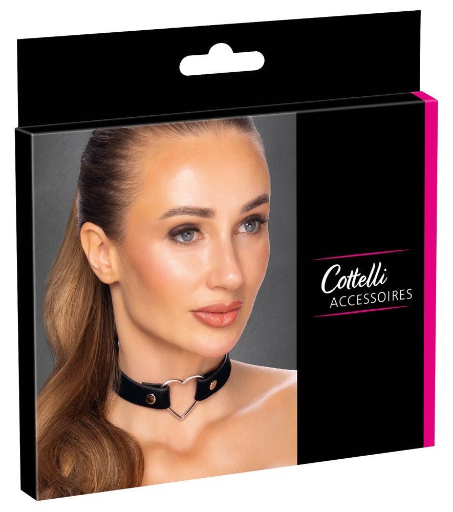 Verpackung des schwarzen Cottelli ACCESSOIRES Chokers mit silberfarbenem Metallherz