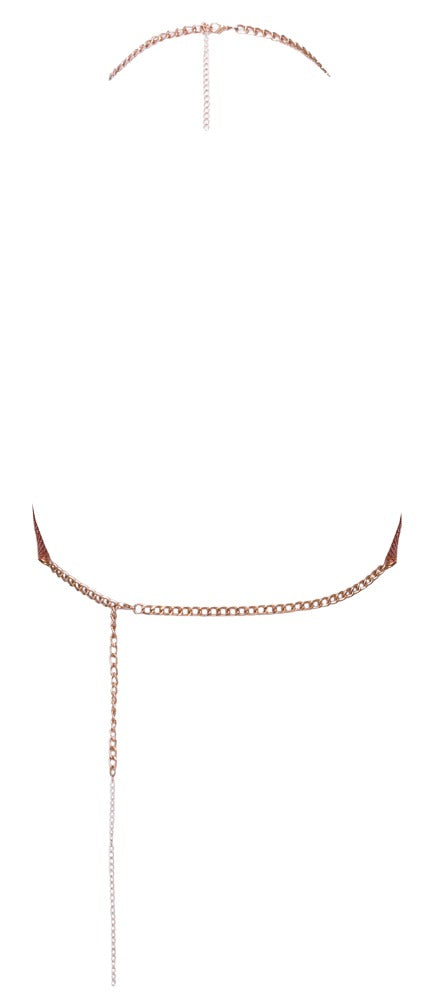 Roséfarbenes Cottelli ACCESSOIRES Metall-Crop-Top mit schmalen Trägern in der Rückansicht
