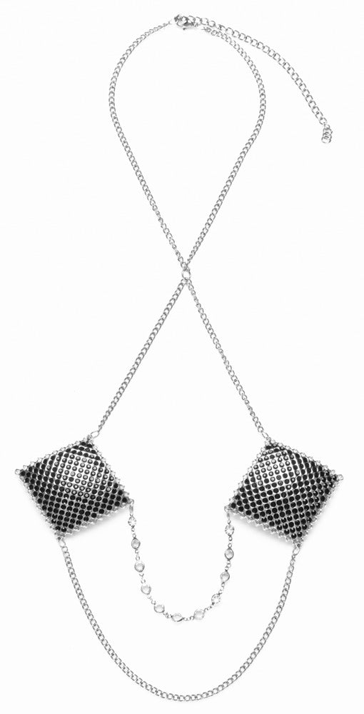 Produktansicht der Cottelli ACCESSOIRES Nipple Sticker Square mit Halskette und zwei Verbindungskettchen