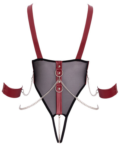 Rückansicht des Cottelli BONDAGE Body ouvert mit dekorativen Fesselringen
