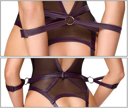 Rückenansicht des Cottelli BONDAGE Body ouvert mit dekorativen Ringen