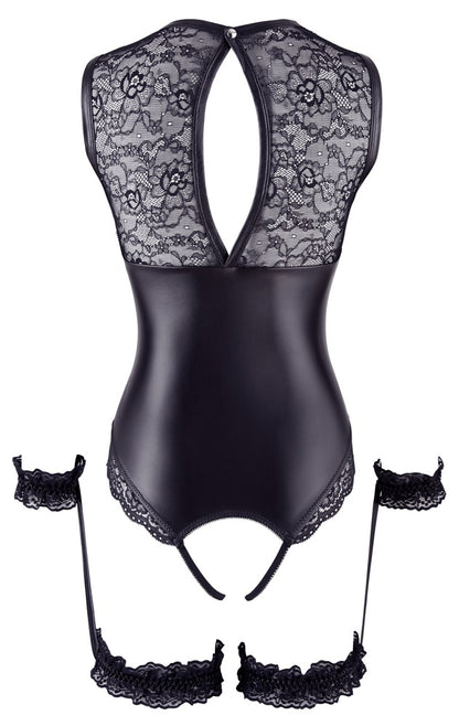 Rückenansicht des Cottelli BONDAGE Body mit Spitzeneinsatz und Mattlook