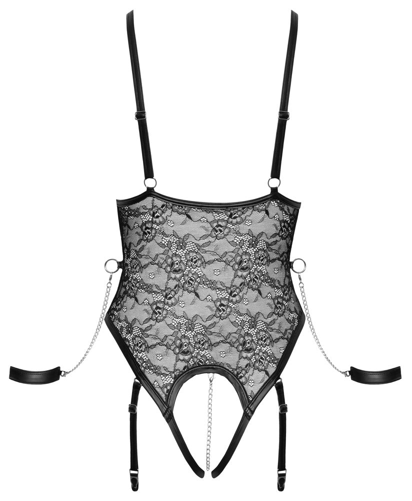 Cottelli BONDAGE Body Produktansicht Rückseite mit Spitze und verstellbaren Trägern