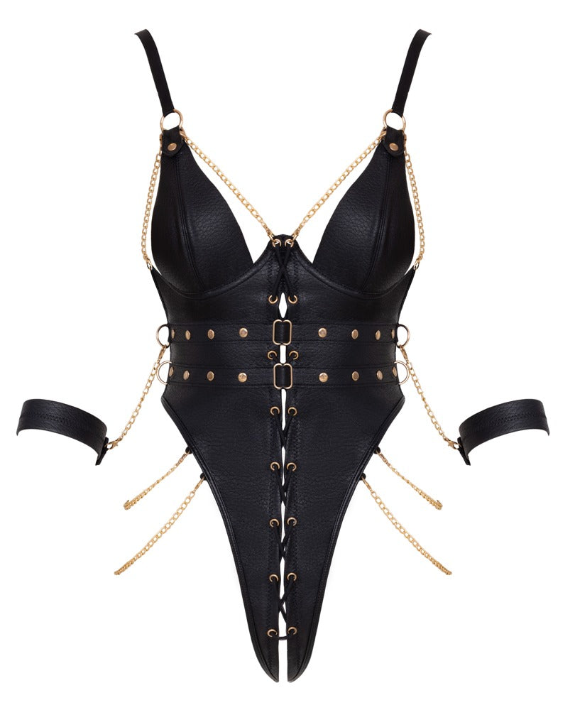 Rückansicht des Cottelli BONDAGE Bodys mit Armfesseln