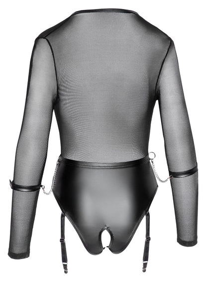 Rückansicht des Cottelli BONDAGE Bodys mit abnehmbaren Strapsen