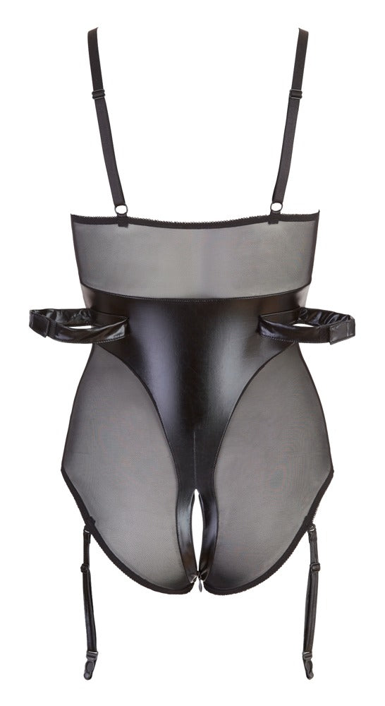 Rückansicht des Cottelli BONDAGE Bodys mit transparentem Powernet und rückseitigen Schlaufen