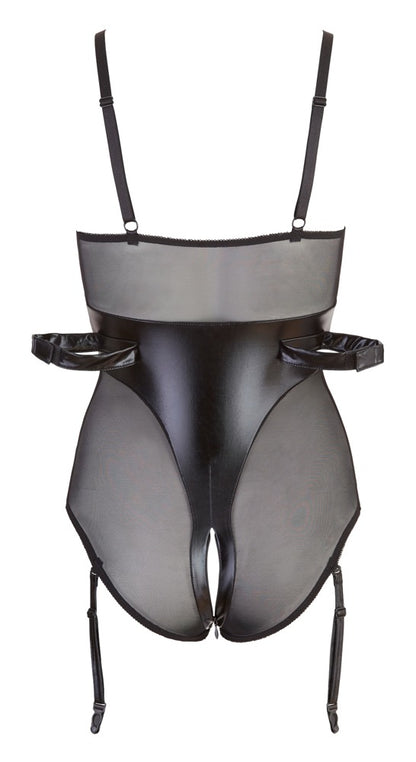 Rückansicht des Cottelli BONDAGE Bodys mit transparentem Powernet und rückseitigen Schlaufen