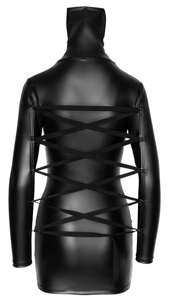 Rückansicht des Cottelli BONDAGE Kleids mit integrierten Bondage-Ringen an den Ärmeln