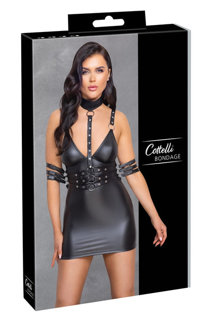 Produktverpackung des Cottelli BONDAGE Kleides im schwarzen Mattlook