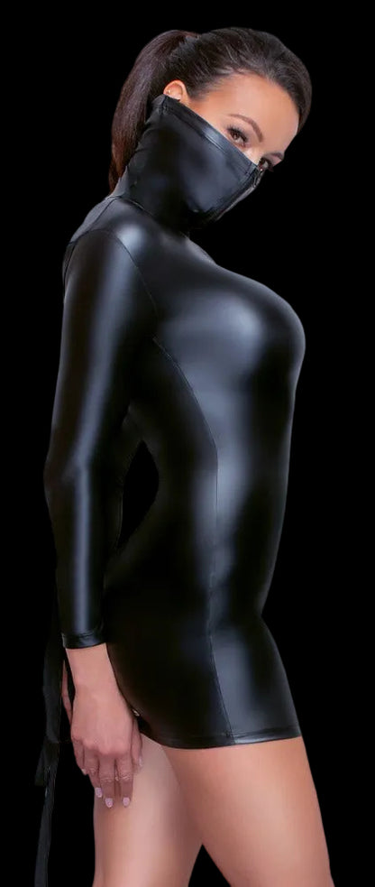 Profilansicht des Langarm-Kleids von Cottelli BONDAGE mit hoher Kragenform